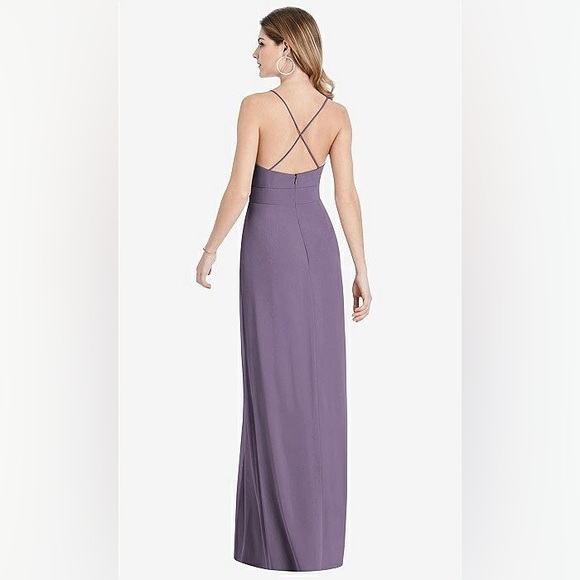 Rush Pleated Skirt Crepe Maxi Dress with Pockets-rush - Picture 2 of 4